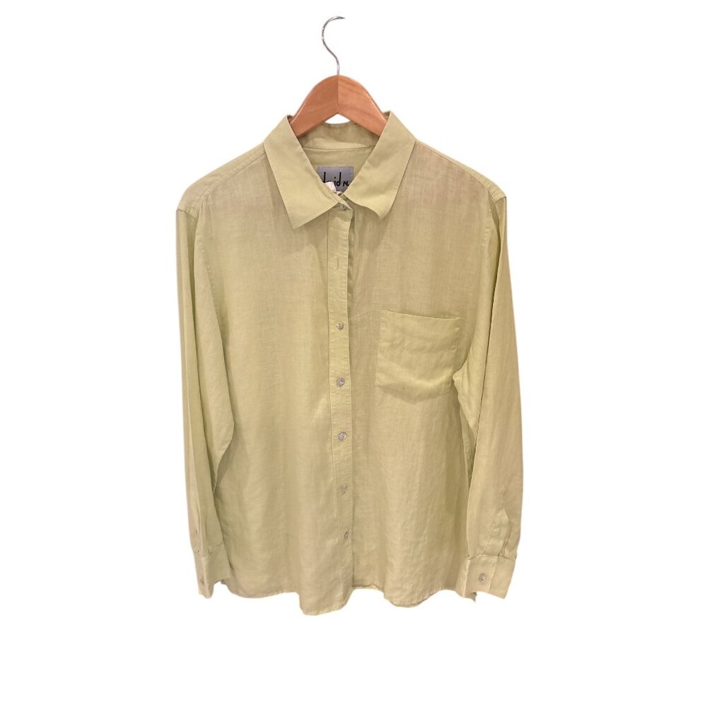 David N. Women’s Lime Green Linen Button-Up Shirt XL